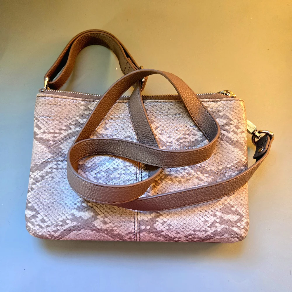 Thirty One Gray Snakeskin Vegan Leather Crossbody Convertible Bag, NWOT